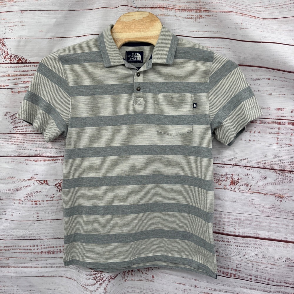 The North Face Polo Shirt Mens Medium Striped‎  Short Sleeve Cotton Blend Casual